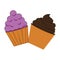 Colorful cream cupcakes set icon food