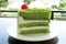Colorful cream green tea cake
