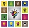 colorful creative idea bulb icons & symbols - concept vector graphic