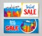 Colorful Creative Travel Sale Banner Set with Famous Landmark
