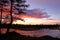 Colorful crimson summer sunset by the river