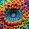 Colorful Crochet Flower: A Psychedelic Artwork Of Intricate Weaving