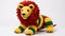 Colorful Crochet Lion Toy With Yellow And Green Stripes