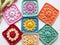 Colorful crochet texture. Ethnic crochet pattern