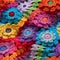 Colorful crochet texture with flower