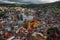 Colorful crowd american city buildings in hill, Guanajuato, Mexico