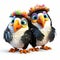 Colorful Crowned Penguins: Photorealistic Rendering Of Exotic Birds