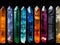 Colorful crystal bars on a black background. Geology concept. ai generation