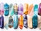 Colorful crystal bars on white background. Geology concept. ai generation