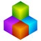 Colorful cube icon. Modern, bright generic icon / logo w stacked