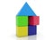 Colorful cube playhouse on a white