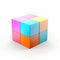 Colorful Cube On White Surface With Subtle Color Gradations