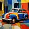 Colorful Cubist Abstractions: Modern Small Car Inspired By Mondrian