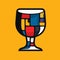 Colorful Cubist Beer Glass Icon With Vivid Shapes