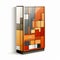 Colorful Cubist Cabinet: High Detailed Pixel Design Stock Illustration