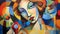 Colorful Cubist Painting Of A Woman With Multifaceted Angles