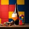 Colorful Cuboid: A Primitivist-inspired Bottle Of Beer