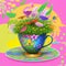 Colorful Cup filled with flowers