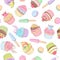 Colorful cupcake lollipop marshmallow seamless vector pattern