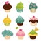 Colorful cupcake set