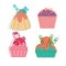 Colorful Cupcake Sweet Dessert Collection Set