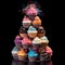 Colorful Cupcake Tower with Tornado-Shaped Cupcakes