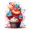Colorful Cupcake Tower with Tornado-Shaped Cupcakes