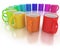 Colorful cups on the white