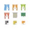 Colorful Curtains Types Thin Line Set. Vector