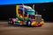 Colorful custom semi truck with bright vibrant paint. Generative AI