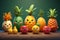 Colorful and cute cartoon fruit models, forming a charming series