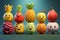 Colorful and cute cartoon fruit models, forming a charming series