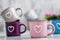 Colorful Cute Coffee Mugs with Hearts