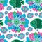 Colorful cute floral fish under the sea swimming tropical water. Childish screen print effect. Playful summer beach