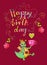 Colorful cute Happy birthday card with cheerful dragon