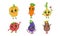 Colorful Cute kawaii Vegetables Set, Vegetarian Food Characters with Funny Faces, Tomato, Eggplant, Potato, Pepper