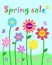 Colorful cute whimsy flowers and butterfly set, spring sale and