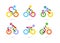 Colorful cycling and bicycles icons