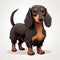 Colorful Dachshund Sticker: Cute Caricature On White Background