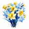 Colorful Daffodil Arrangement Watercolor Clipart With High Detail