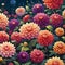 Colorful dahlia garden illustration