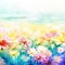 colorful daisy flowers in watercolor style copyspace,bright and vibrant with Generative AI