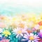 colorful daisy flowers in watercolor style copyspace,bright and vibrant with Generative AI