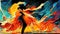 colorful dance contest poster, hot orange and yellow colors, ai generated image