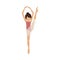 Colorful dancer fifth position with leg up