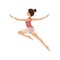 Colorful dancer jump second arabesque