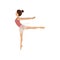 Colorful dancer pose fourth arabesque