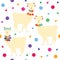 Colorful decorated alpaca in Peru seamless pattern background. Traditional Andean alpaca or llama animal background.