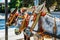 Colorful decorated donkeys famous as Burro-taxi waiting for passengers in Mijas, a major tourist attraction. Andalusia