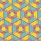 Colorful decorated hexagons for patchwork, quilting and backgrounds
